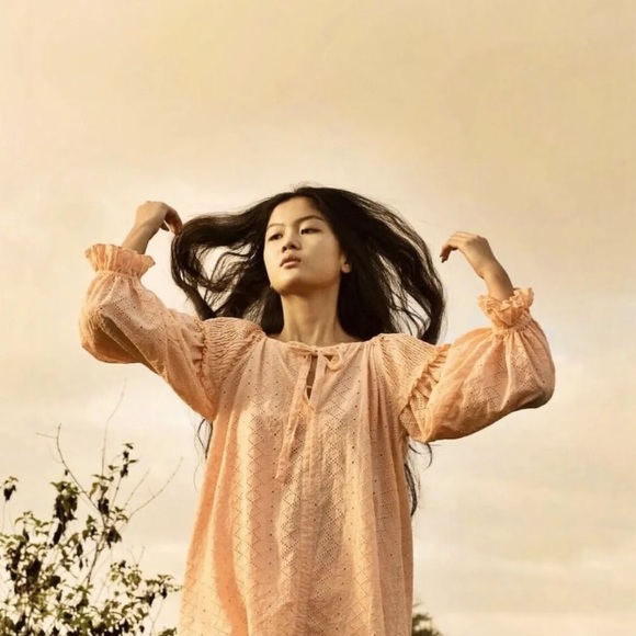 Innika Choo Dresses & Skirts - Innika Choo Peach Broderie Anglaise Mini Dress